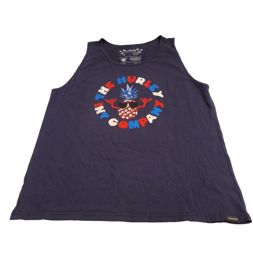 Hurley Everyday Washed Pineapple Shaka Tank Top Obsidian Blue Men's Size Large.